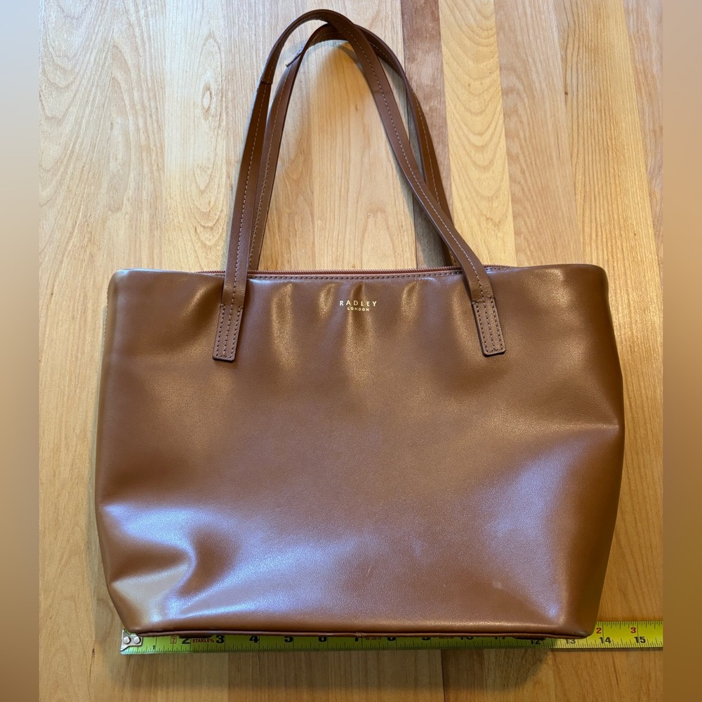 Radley London Brown Leather Ziptop Tote Bag